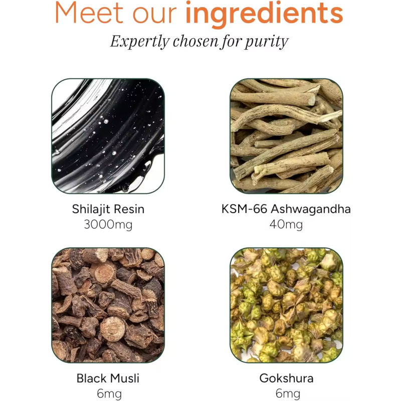 Pure Himalayan Shilajit Gummies 60 Pack with 75% Fulvic Acid 85+ Trace Minerals Ashwagandha Antioxidant for Adults Men Women