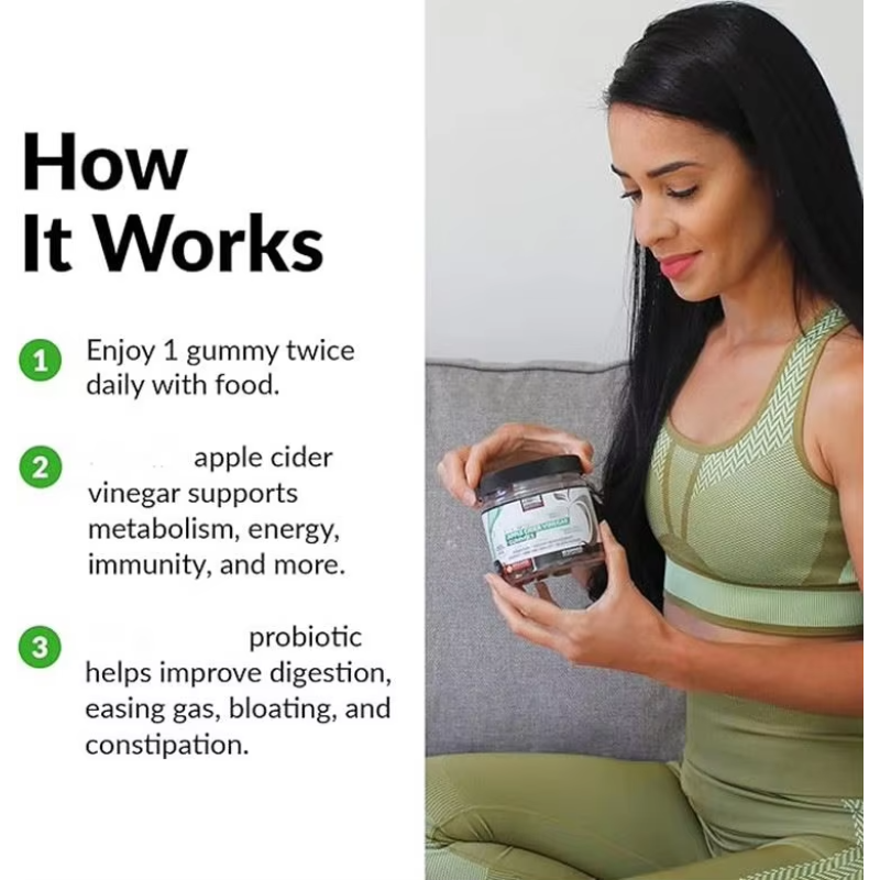 Wholesale Cider Vinegar Gummies with Probiotics Prebiotics Support Digestion Metabolism Immune Health ACV