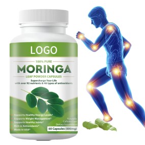 OEM 100% Pure Moringa Leaf Powder Capsules 92+ Nutrients & 46 Types of Antioxidants Supports Weight Management for Adults