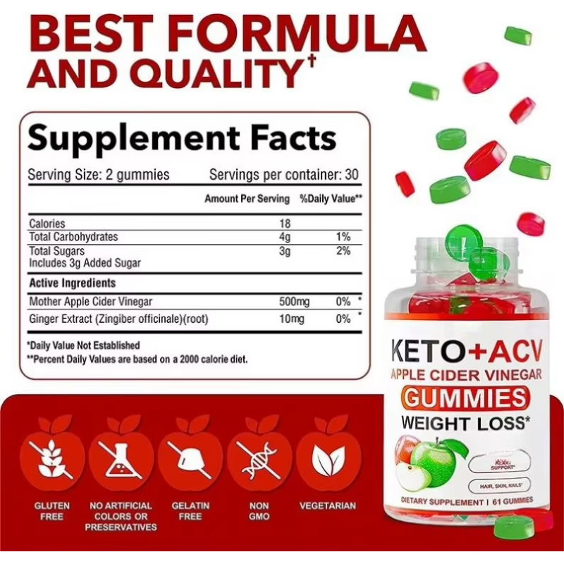 Private Label ACV Keto Gummies Slim Cider Vinegar Fat Burner Management OEM Beauty Products for Adults Not for Pregnant Women