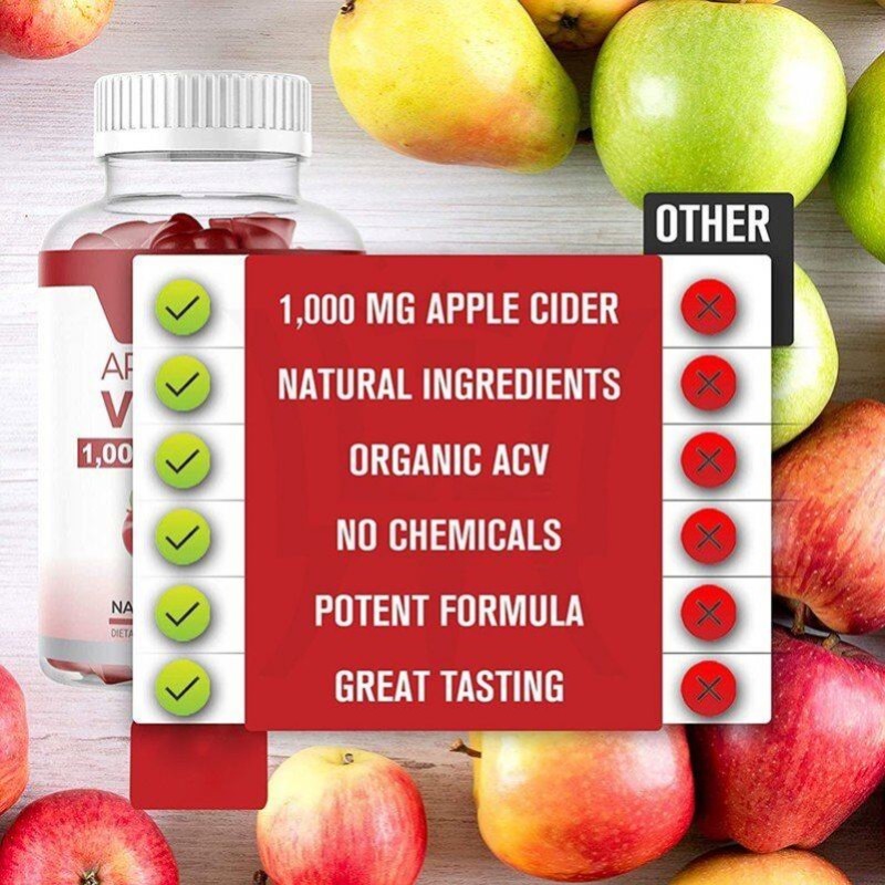 Cider Vinegar Gummies Fat Burner Vitamins for Men and Women Metabolism Booster for Adults but Not for Pregnant Women