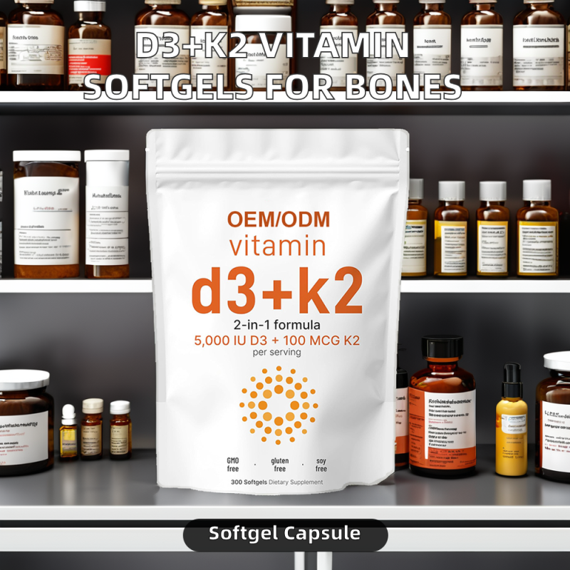 2-in-1 Vitamin D3 5000 IU & K2 100 Mcg 300 Softgels Adult Supplement Supporting Joint Teeth Bone Health