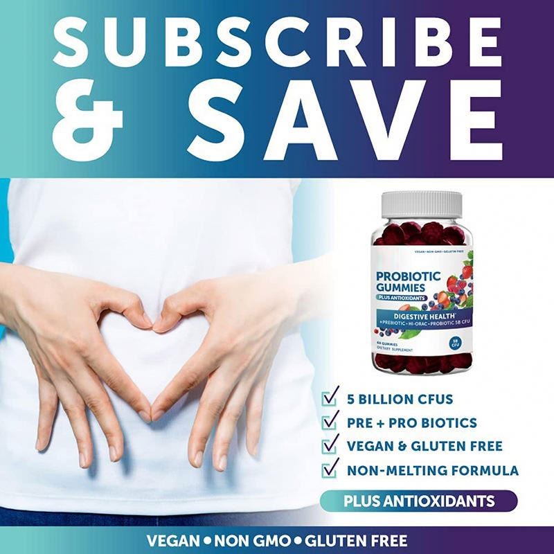 New Arrival OEM Private Label Vegan Enhance Digestion Prebiotics Gummy Female Skin Care and Vagina Probiotics Gummies for Women