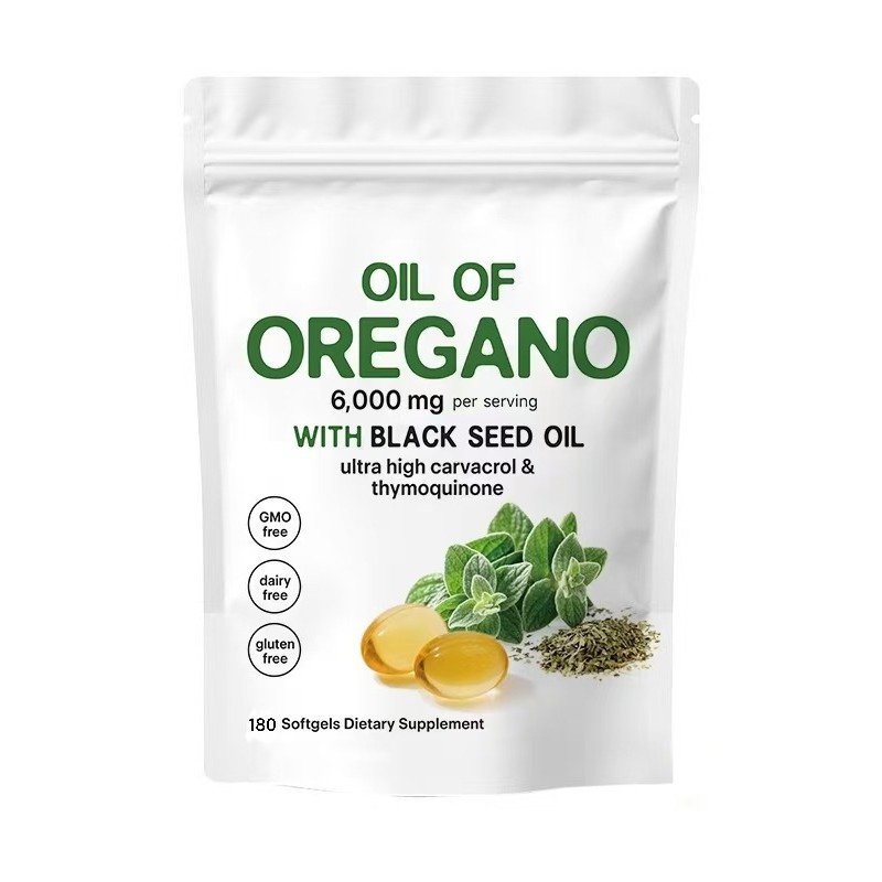 Hot Selling Non GMO Gluten Free Oregano Oil Softgels Capsules Immune Antioxidant Support with Black Seed Oil for Adults