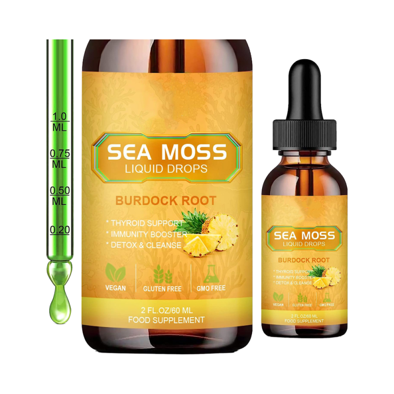 Organic Irish Sea Moss Gel Drops Vitamins Minerals Supplement Burdock Root Adult Immune Joint Digestive Support Beauty Product