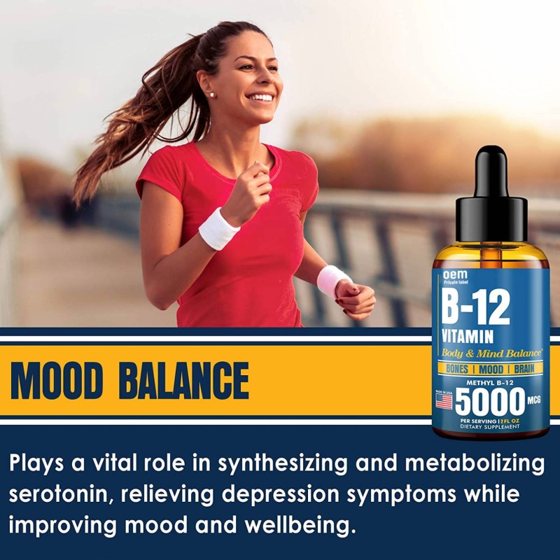 OEM Organic Vegan B Sublingual Brain Support Drops Vitamin Methyl B12 Food Grade Energy Health Detox Cleanse OEM