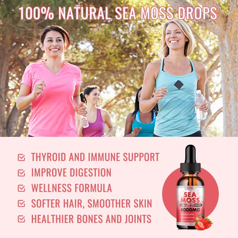 Sea Moss Liquid Drops Organic Irish Sea Moss Gel Supplement with Burdock Root for Immune Support, Detox Cleanse & Digestion