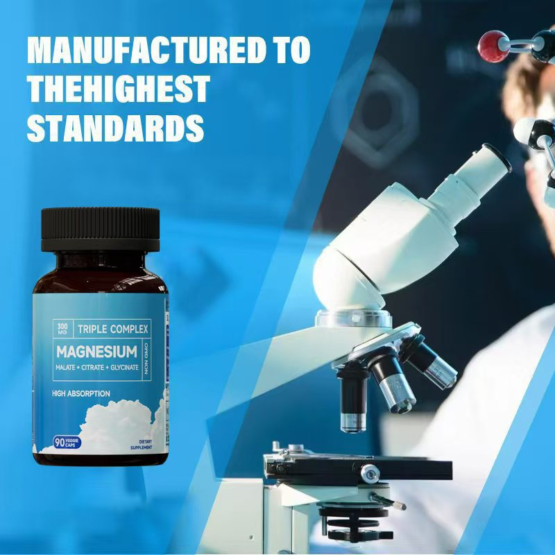 Vegan Herbal Supplements 300mg Triple Magnesium Complex Capsules Including Magnesium Glycinate Citrate for Optimal Muscles