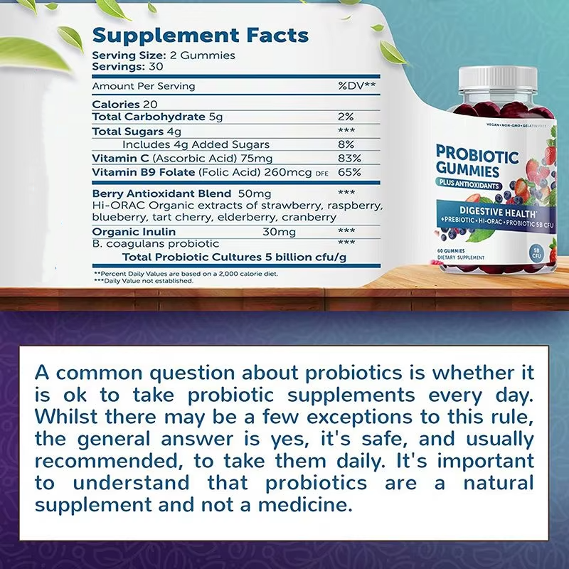 New Arrival OEM Private Label Vegan Enhance Digestion Prebiotics Gummy Female Skin Care and Vagina Probiotics Gummies for Women