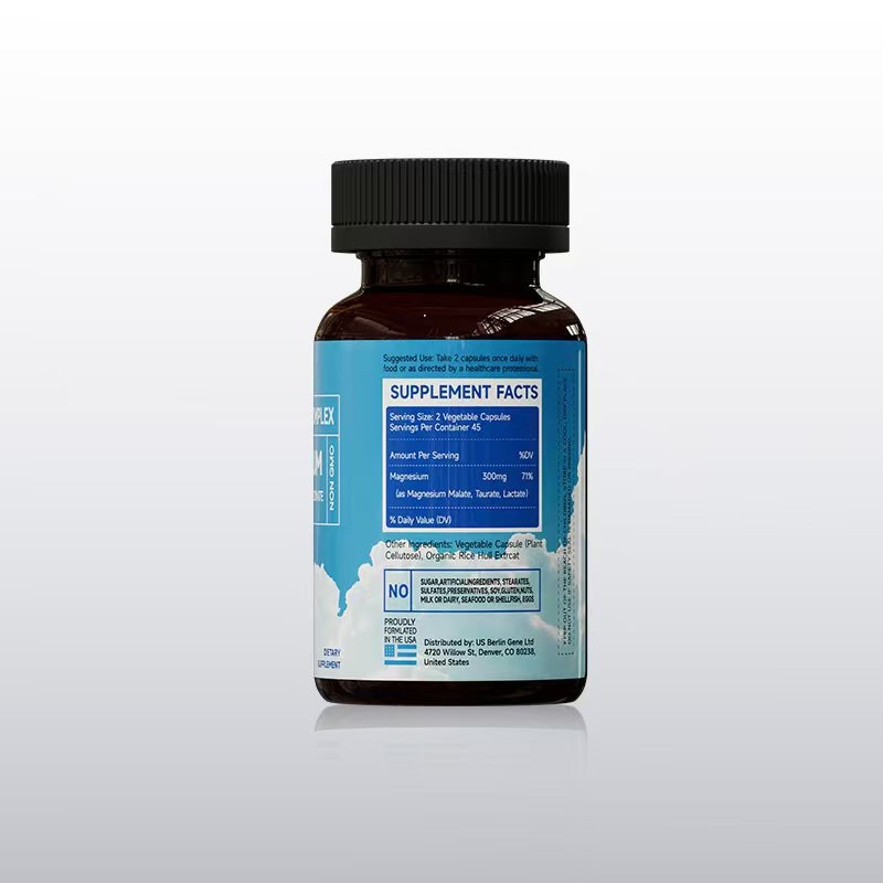 Vegan Herbal Supplements 300mg Triple Magnesium Complex Capsules Including Magnesium Glycinate Citrate for Optimal Muscles