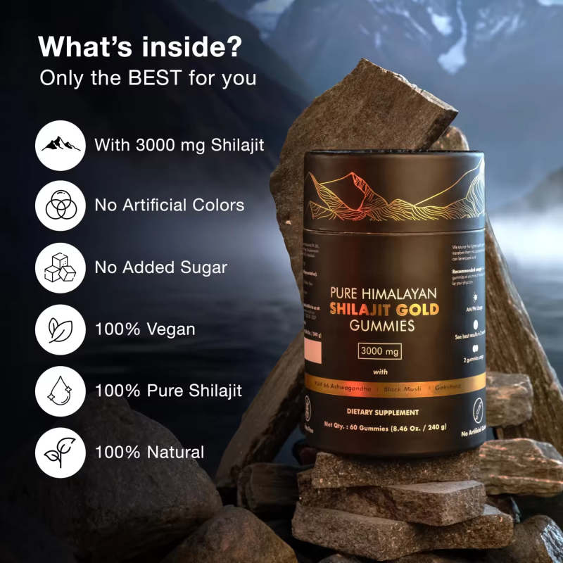 OEM Private Label High Potency Gold Grade Shilajit Resin Supplement Original Pure Himalayan Shilajit Gummies