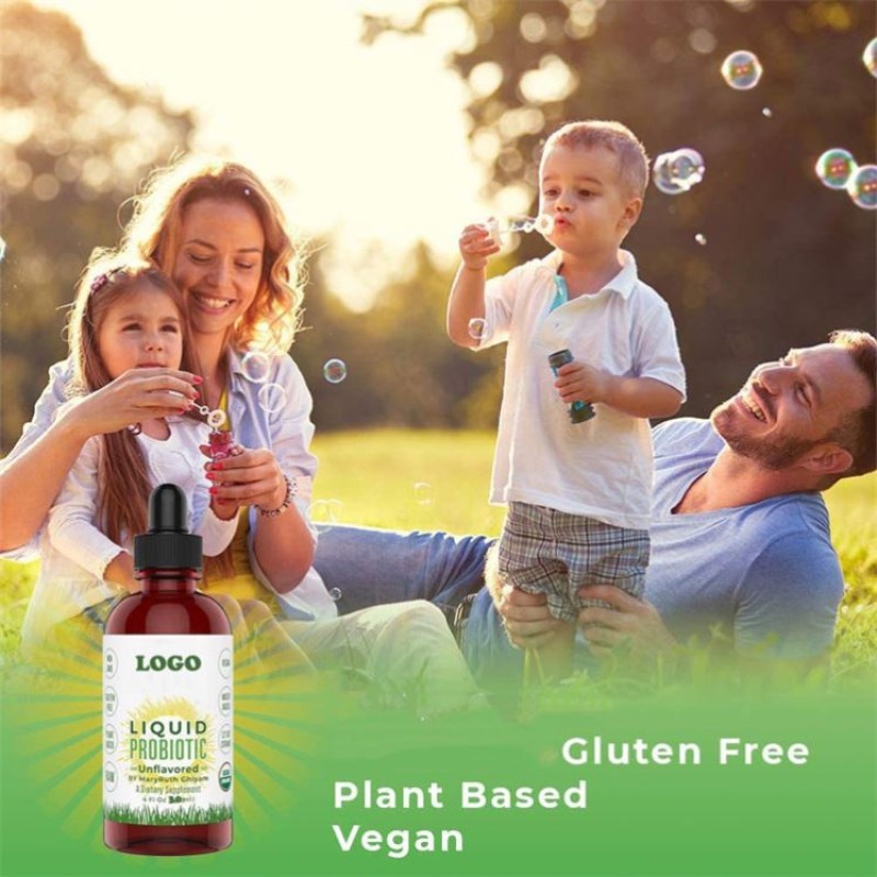 Private Label Vegan Probiotic Supplement Drops Supports Healthy Immune & Digestive System for Adults