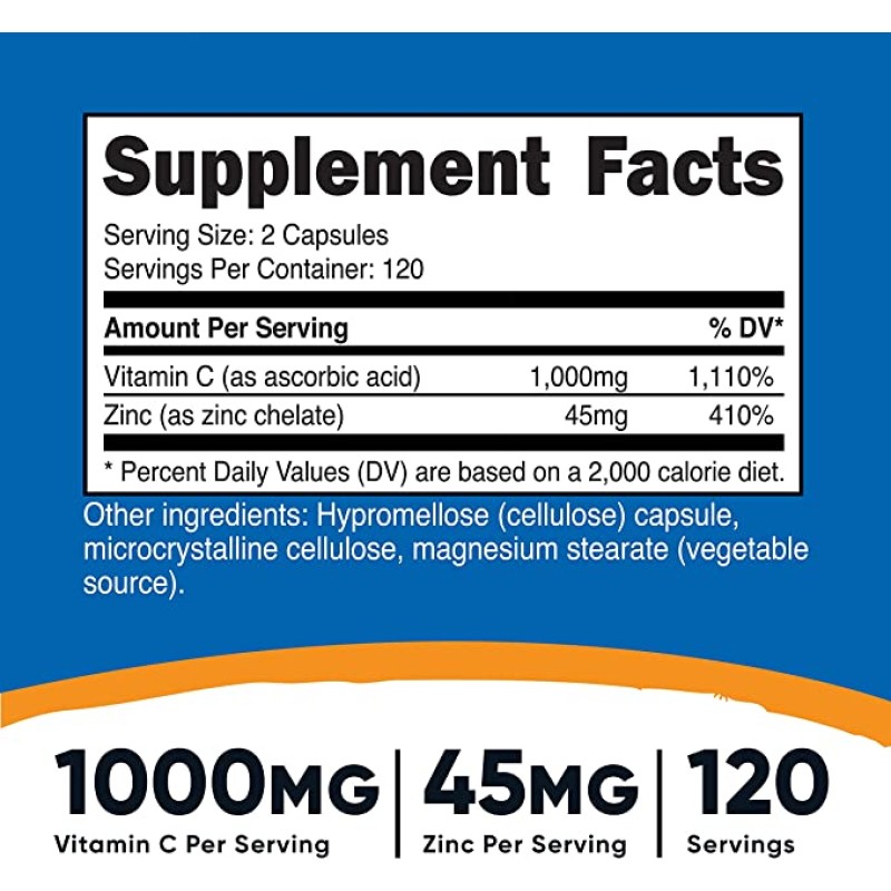 Immune Energy Booster Complex Vitamin C Capsule with Zinc OEM ODM Healthcare Food Maker for Adults Children Beauty Products