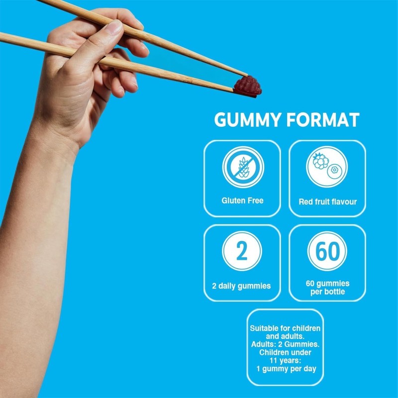 60 Gummies 300 mg Ashwagandha Root Extract 1,000 IU Vitamin D2 Red Fruit Flavor Vegan Adapogenic Anti-stress Calm