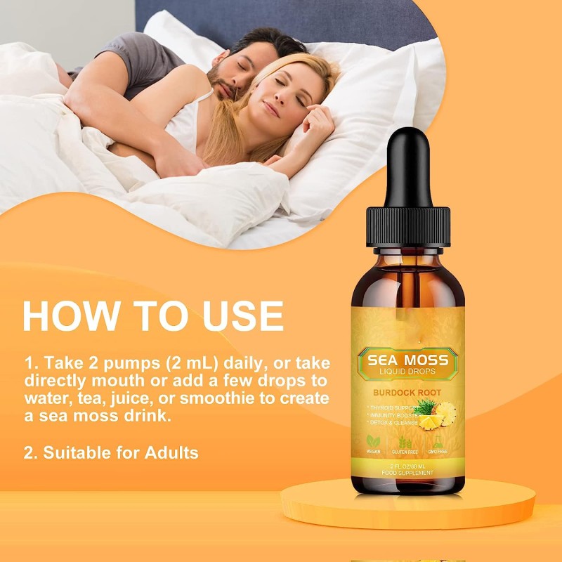 Organic Irish Sea Moss Gel Drops Vitamins Minerals Supplement Burdock Root Adult Immune Joint Digestive Support Beauty Product