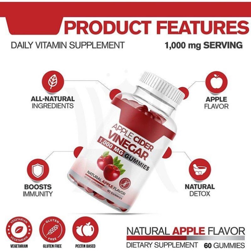 Cider Vinegar Gummies Fat Burner Vitamins for Men and Women Metabolism Booster for Adults but Not for Pregnant Women