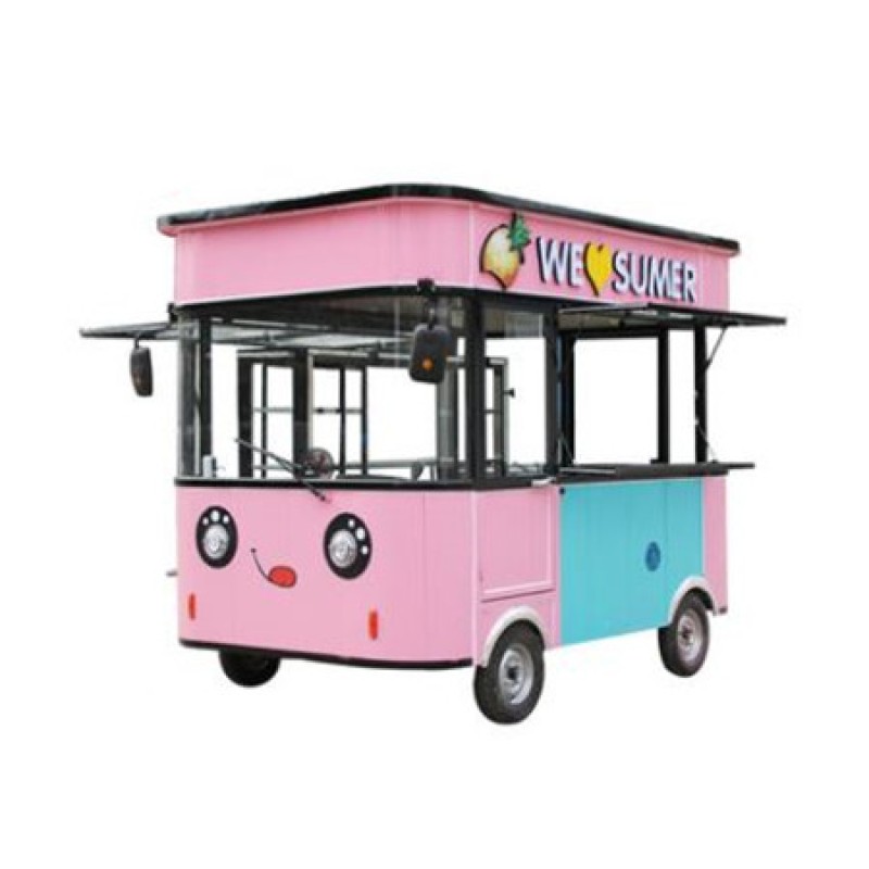 Food Truck Supplier - Pink Electric Push Street Food Cart USA