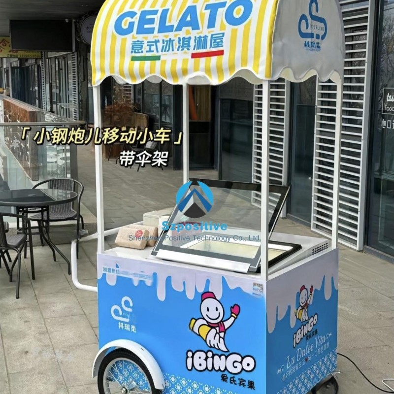 Ice Cream Cart Manufacturer - Small Push Mobile Shaved Ice Cream Freezer