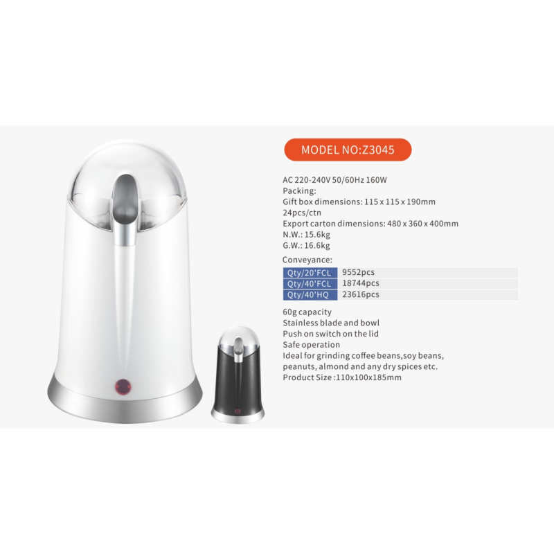 Semi-manual portable electric coffee bean grinder