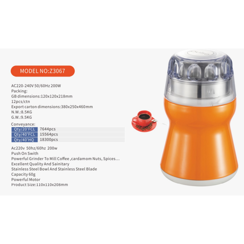 Semi-manual portable electric coffee bean grinder