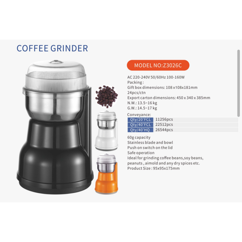 Semi-manual portable electric coffee bean grinder