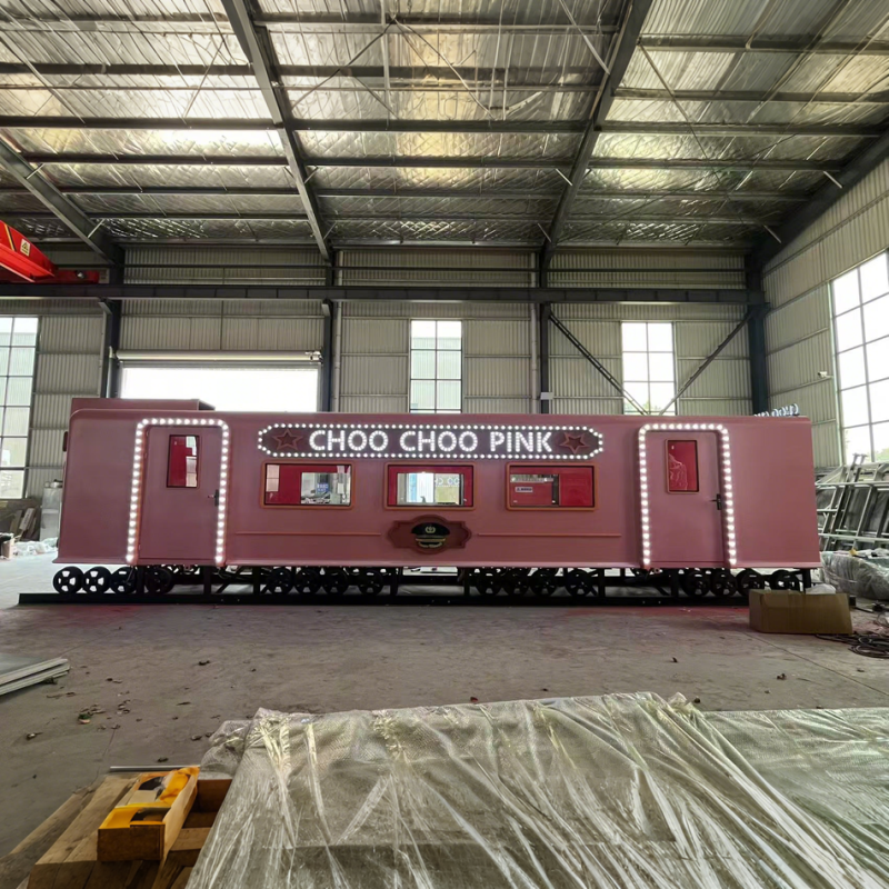 Food Truck Manufacturer - Pink Fully Equipped Prefab Food Trailer