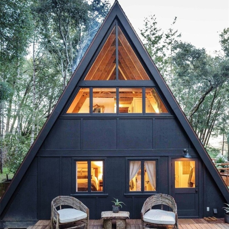 Camping House Manufacturer - Steel Structure A Frame Wooden House