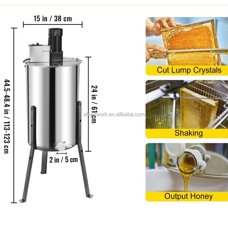 Honey Extractor Factory - Custom Electric Stainless Steel 3 Frame Spinner