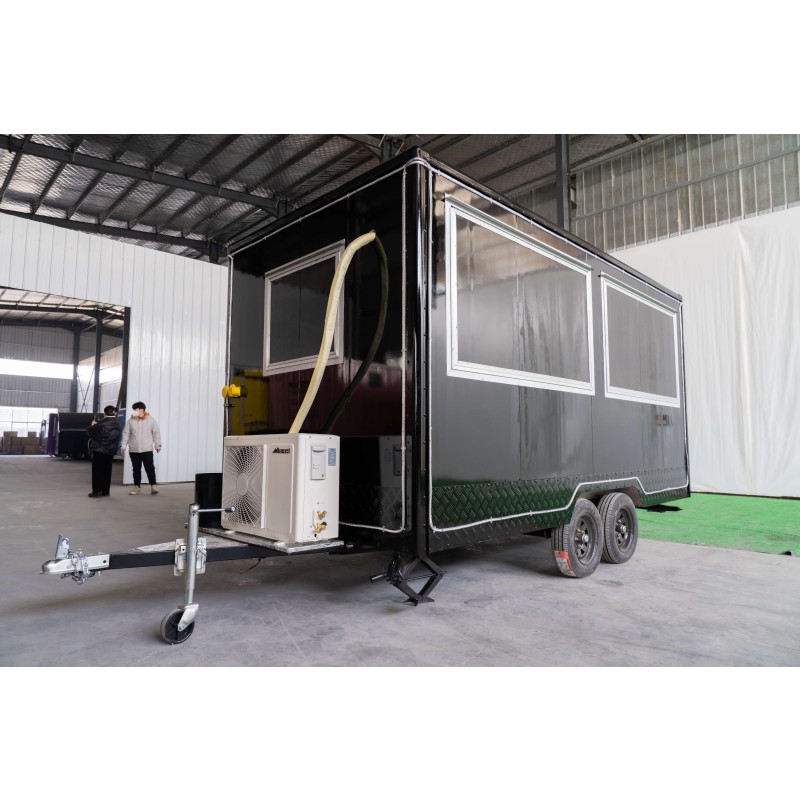 Food Truck Manufacturer - US Standard 4M Black Fast Food Truck with Snack