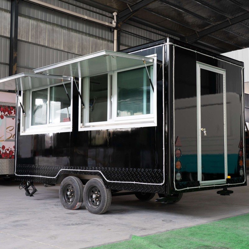 Food Truck Manufacturer - US Standard 4M Black Fast Food Truck with Snack