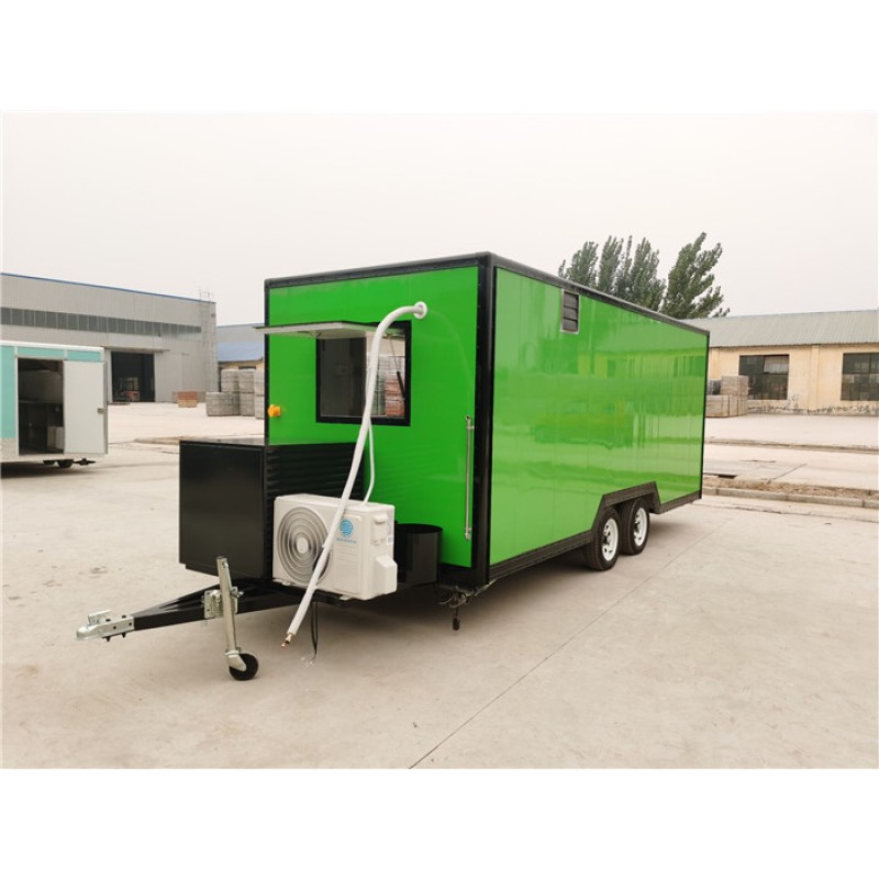 Food Trailer Manufacturer - 5M Green Double Canopy Donut Fast Food Trailer