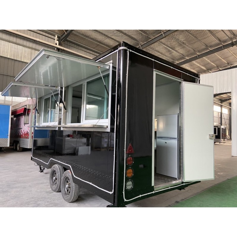 Food Truck Manufacturer - US Standard 4M Black Fast Food Truck with Snack