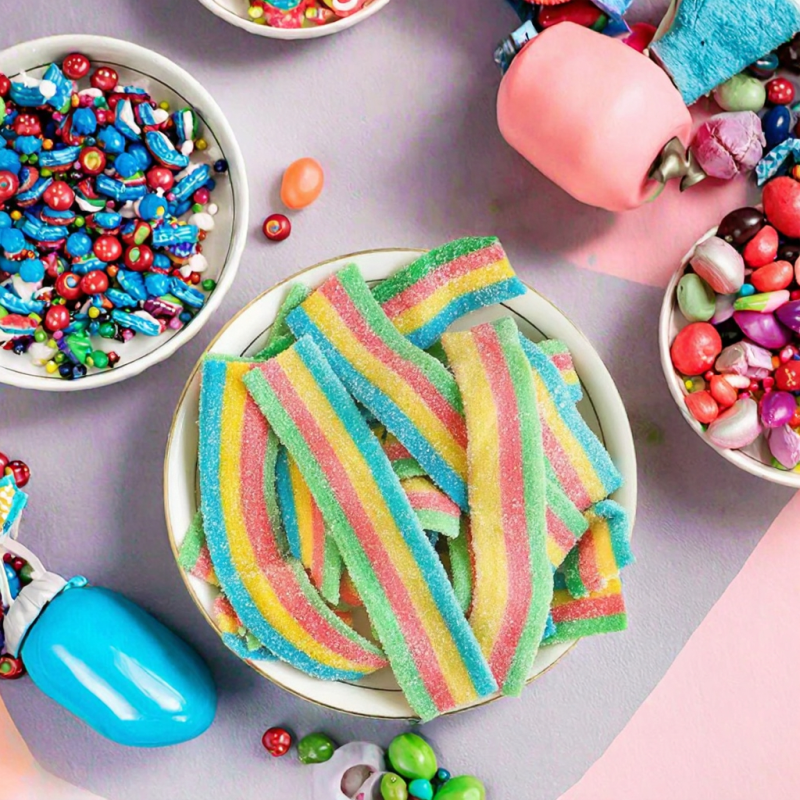 Factory Direct Sour Belt Gummy 1kg Bulk Chewy Candy Halal Flavored with Fruity Sugar