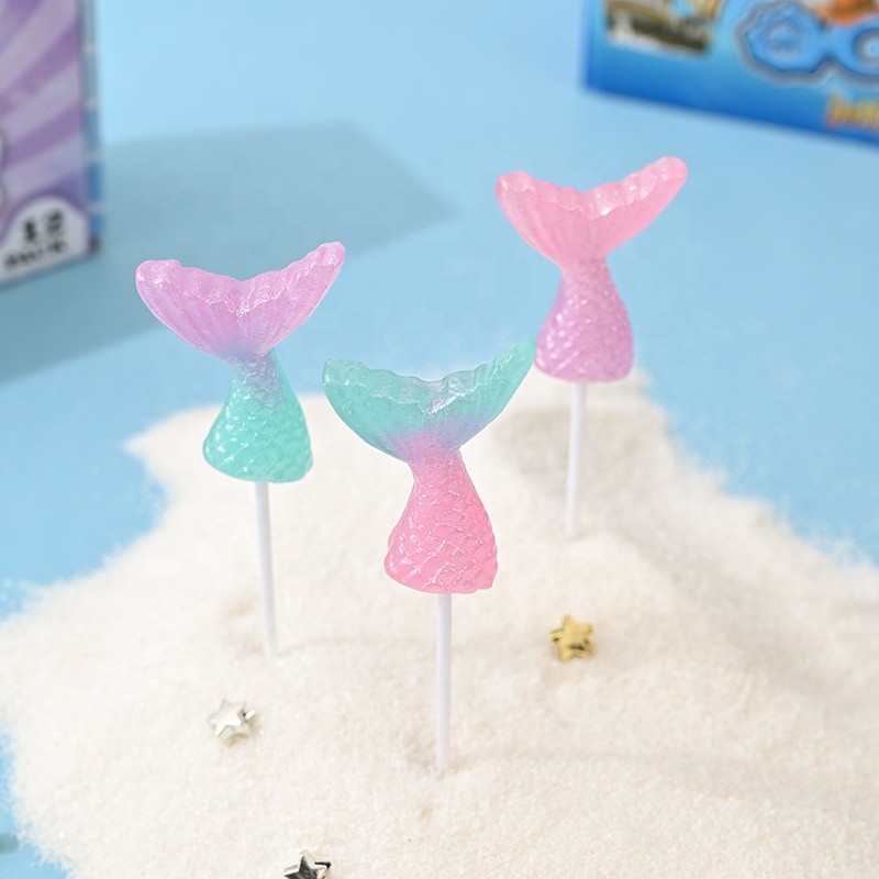 Custom Children's Day Mermaid Tail Lollipop Creative Transparent Hard Candy Coated Decoration Fruity Flavored Snack Box