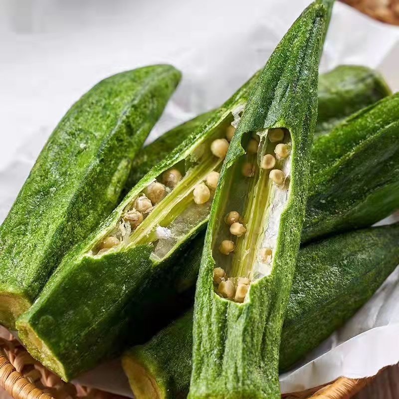 Wholesale Vacuum Fried Dried Vegetables Okra Chips Healthy Organic Snacks