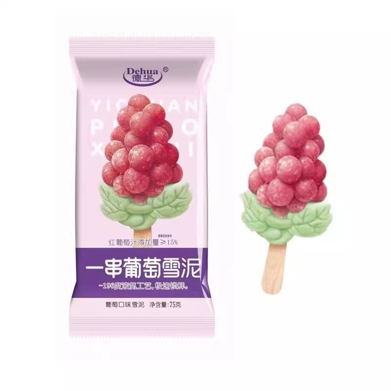Global Shipping Ground Fruit Ice Cream Internet Ice Cream Mango Lemon Peach Exotic Snacks Viral Ice Cream 75g*12