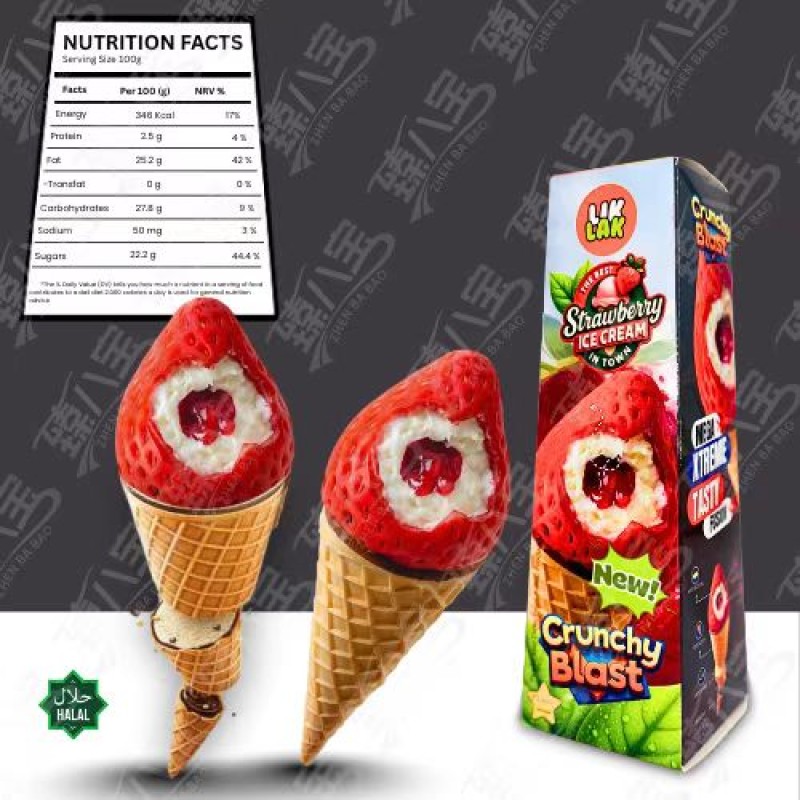 LIKLAK Hot-selling Mysterious Waffle Cone Peach-Flavored Crispy Cone Ice Cream Mix Bars 115g Wholesale Factory Price