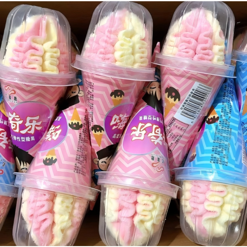 Internet Famous 20g Cotton Candy Ice Cream Cones Soft Desserts with Fruity Flavor Crispy Childhood Snacks and Christmas Gifts