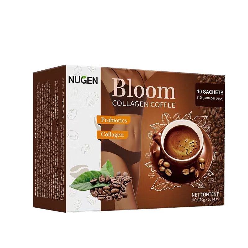 Instant Slimming Chocolate Flavor Coffee Bitter Taste Sugar Glutenin Collagen Bloom White Powder Box Packaging