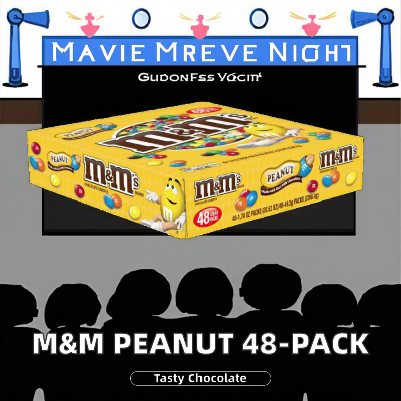 M & M Peanut Chocolate Tablet Candy 1.74 Ounce Singles Display Pack Bulk Packaging American Candy (Pack of 48)