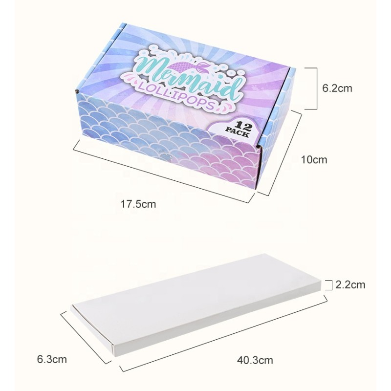 Custom Children's Day Mermaid Tail Lollipop Creative Transparent Hard Candy Coated Decoration Fruity Flavored Snack Box