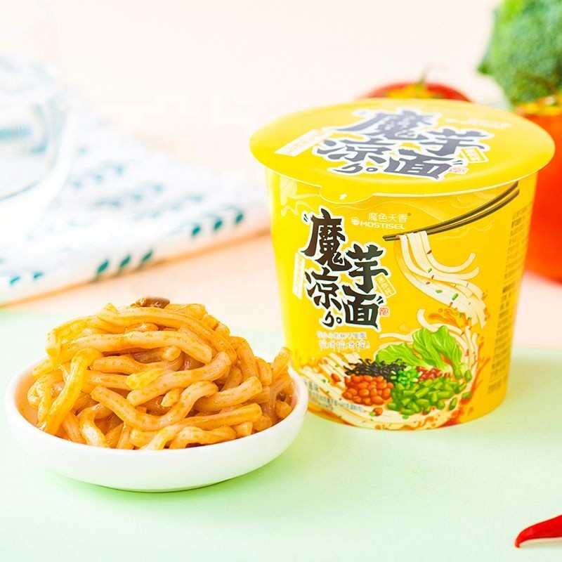 Konjac Noodles Bucket Cold Noodles Barbecue Sesame Sauce Convenient Meal Replacement Products