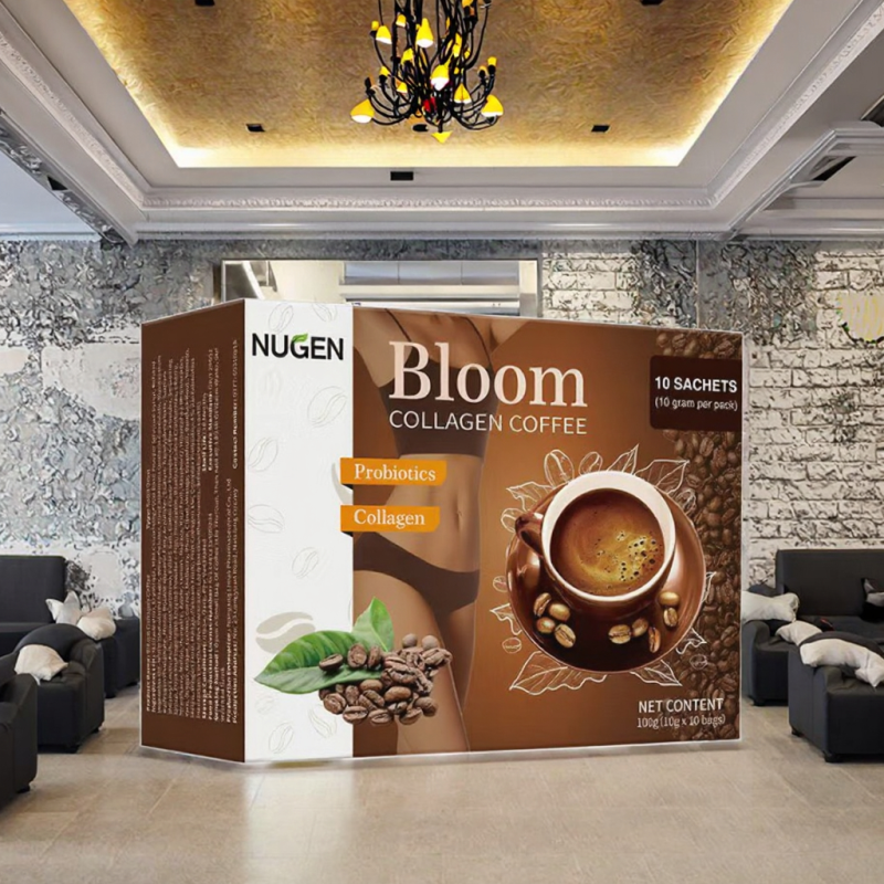 Instant Slimming Chocolate Flavor Coffee Bitter Taste Sugar Glutenin Collagen Bloom White Powder Box Packaging