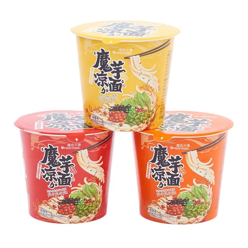 Konjac Noodles Bucket Cold Noodles Barbecue Sesame Sauce Convenient Meal Replacement Products
