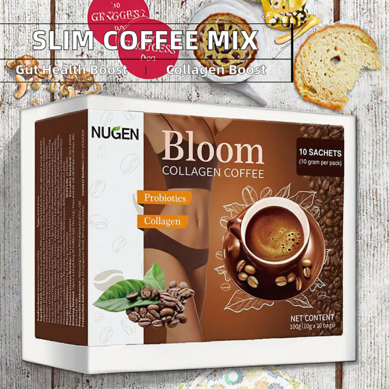 Instant Slimming Chocolate Flavor Coffee Bitter Taste Sugar Glutenin Collagen Bloom White Powder Box Packaging