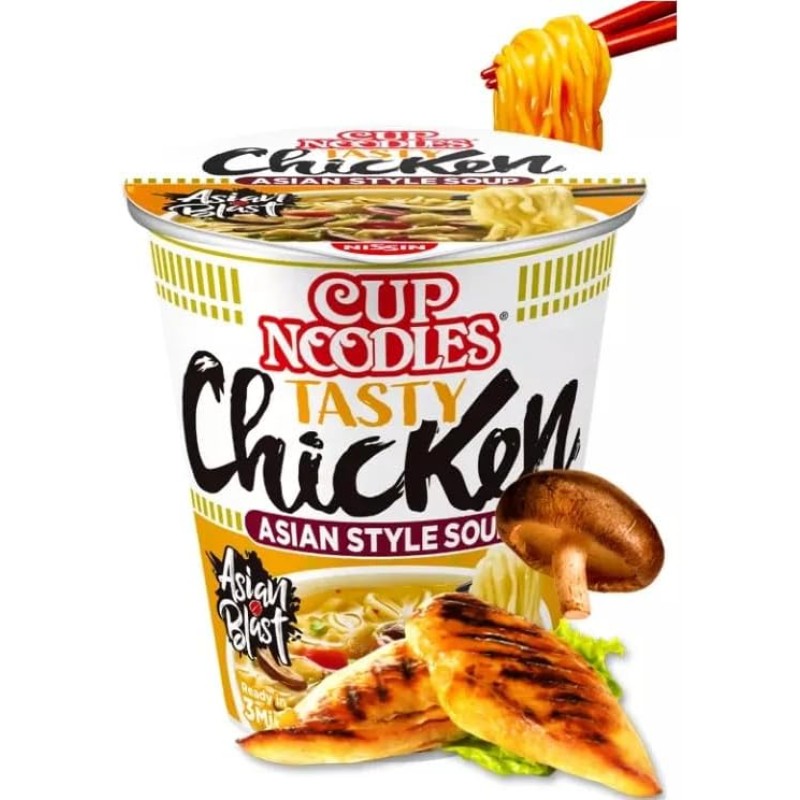 YIJIA Gamba Chicken and Veal Flavor for Cup Noodles 3x67grs Instant Handmade Packaged Noodles