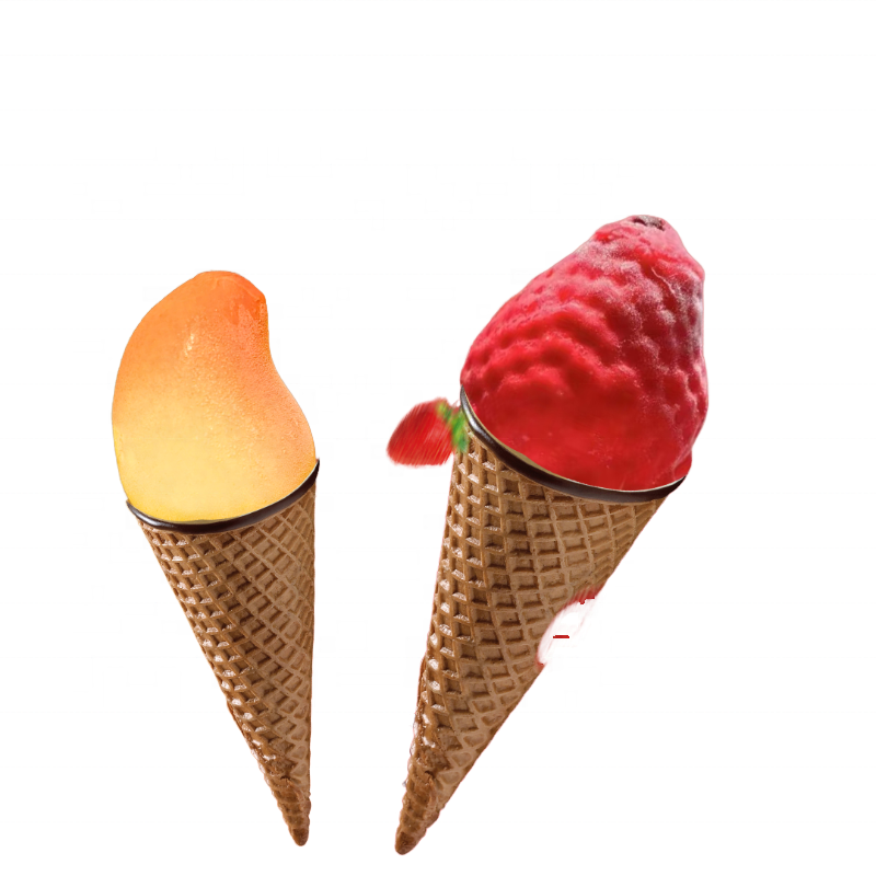 LIKLAK New Strawberry Fruit Ice Cream Mango Fruit Ice Cream Apple Honeydew Melon Fruit Ice Cream in Crispy Waffle Cone