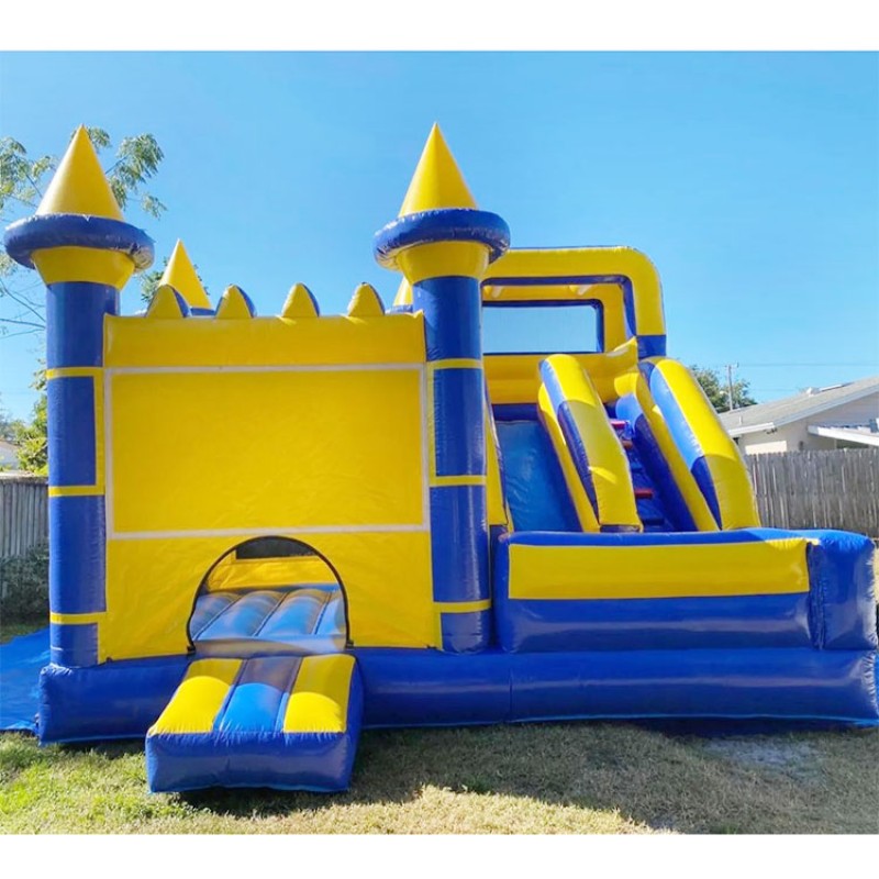 Bounce House Factory - Kids Castle 13ft Bouncy Castle Green Yellow