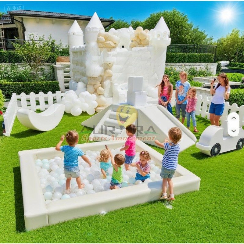 Soft Play Equipment Supplier - Commercial White Climber Set with Bounce
