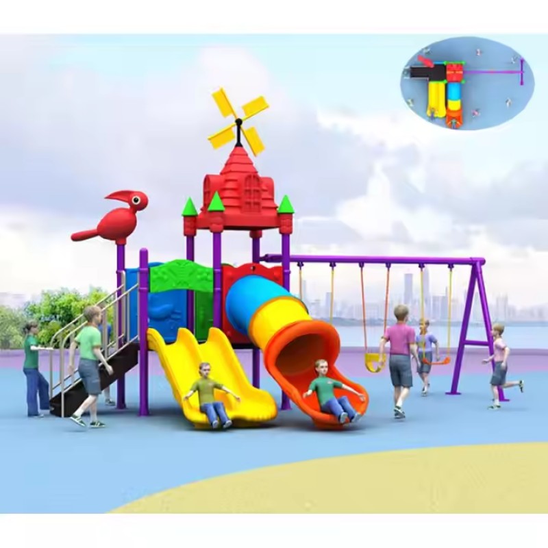 Playground Equipment Factory - Children Playhouse Slide Set